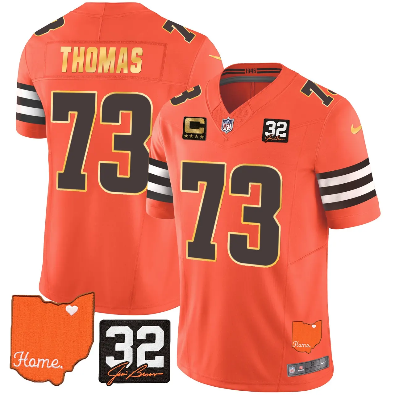 Watson Cleveland Browns Nike Home Gold Trim Patch Jim Stitched Jersey - Brown - Image 24