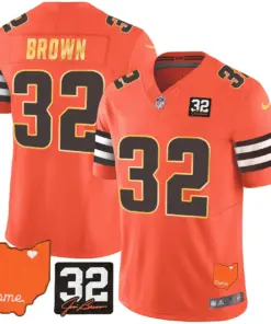Watson Cleveland Browns Nike Home Gold Trim Patch Jim Stitched Jersey - Brown - Image 25