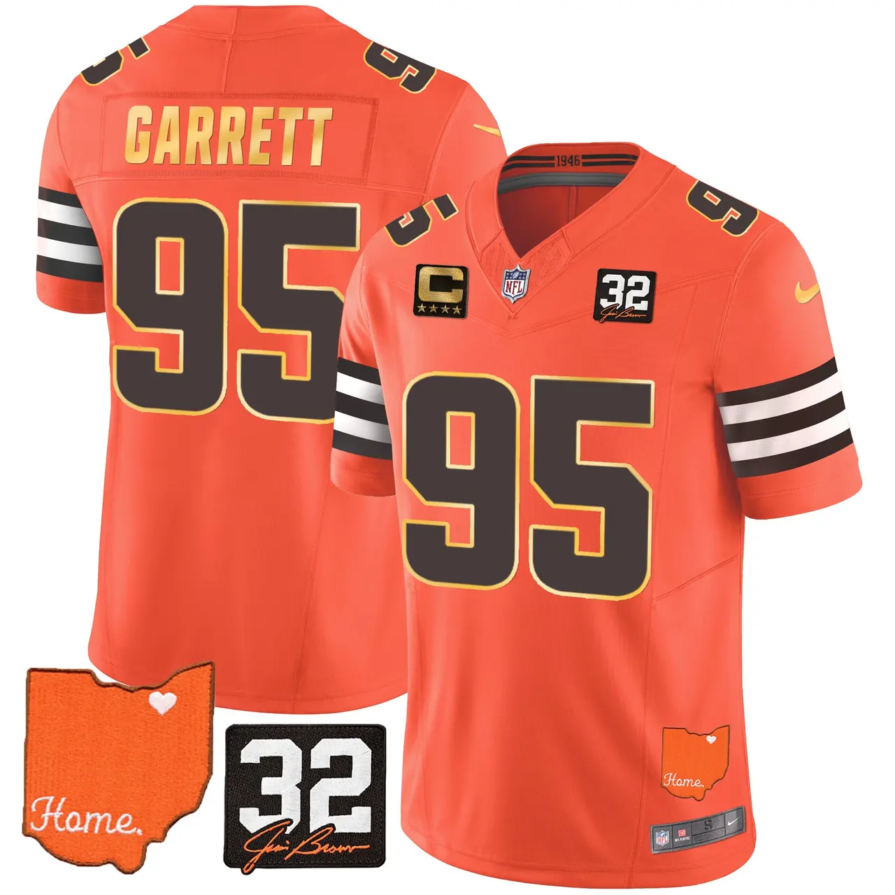 Watson Cleveland Browns Nike Home Gold Trim Patch Jim Stitched Jersey - Brown - Image 26