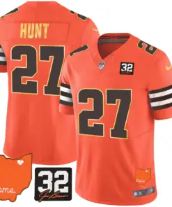 Watson Cleveland Browns Nike Home Gold Trim Patch Jim Stitched Jersey - Brown - Image 28