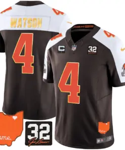 Watson Cleveland Browns Nike Home Gold Trim Patch Jim Stitched Jersey - Brown
