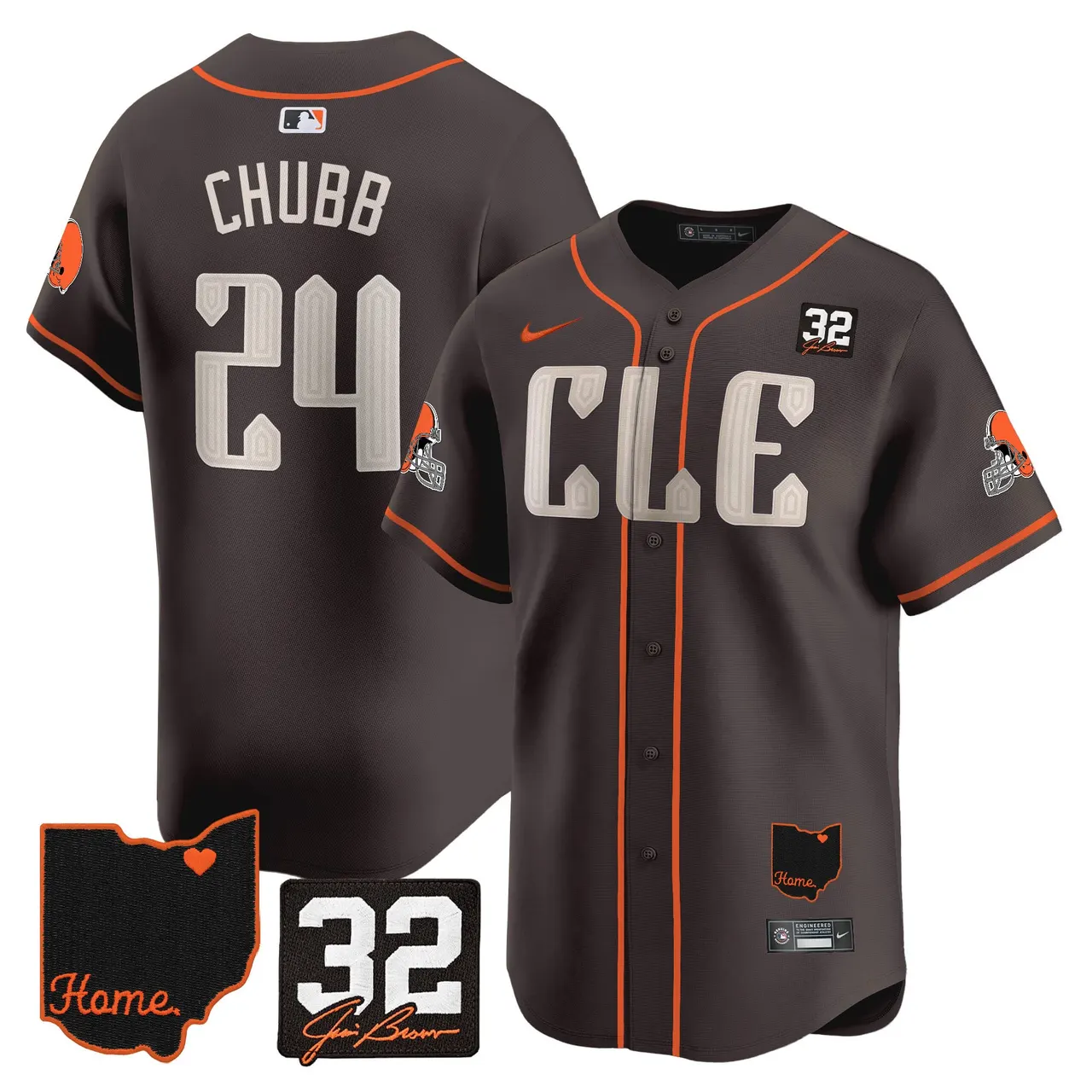 Sanders Cleveland Browns Nike Home Patch Jim Vapor Premier Limited Stitched Jersey - Anthracite - Image 2