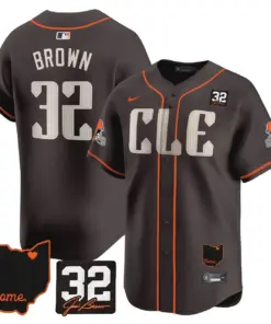 Sanders Cleveland Browns Nike Home Patch Jim Vapor Premier Limited Stitched Jersey - Anthracite - Image 5
