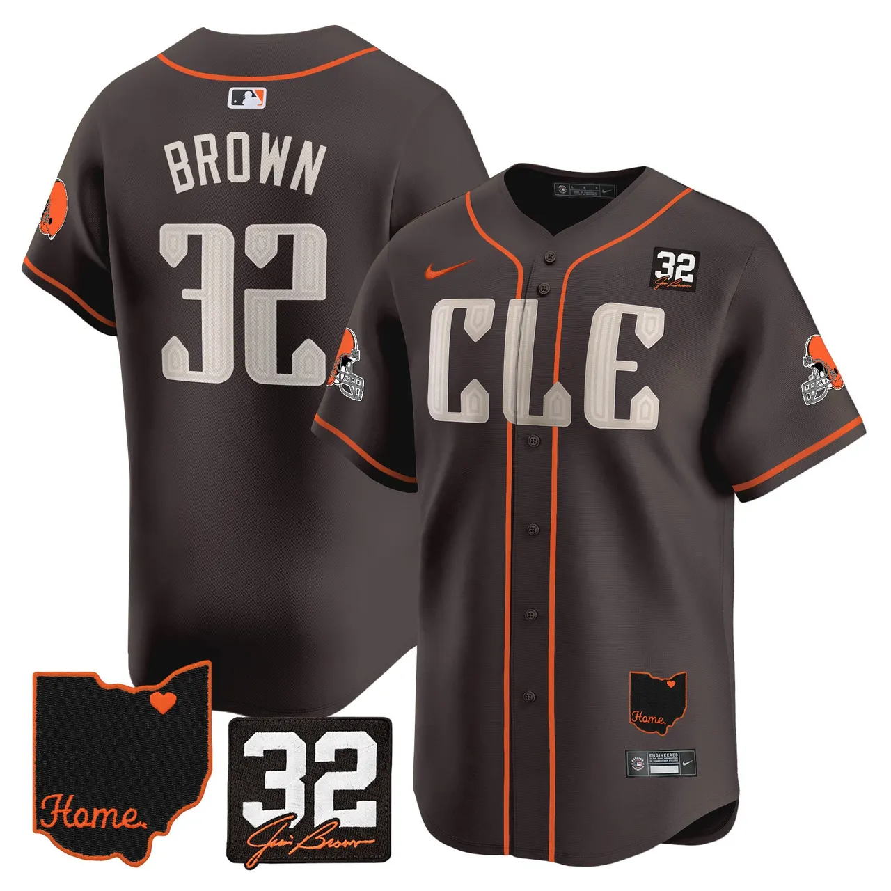 Sanders Cleveland Browns Nike Home Patch Jim Vapor Premier Limited Stitched Jersey - Anthracite - Image 5