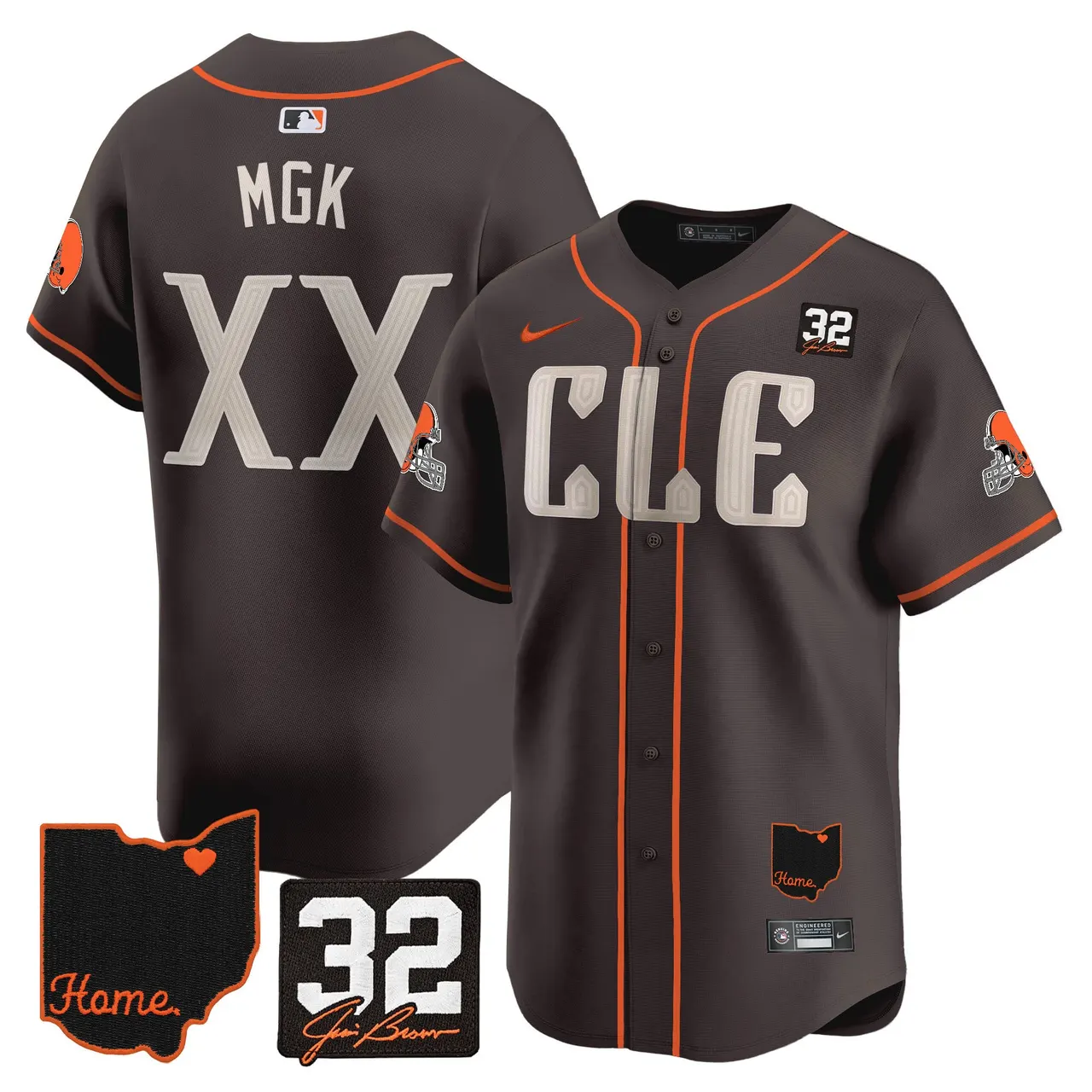 Sanders Cleveland Browns Nike Home Patch Jim Vapor Premier Limited Stitched Jersey - Anthracite - Image 8