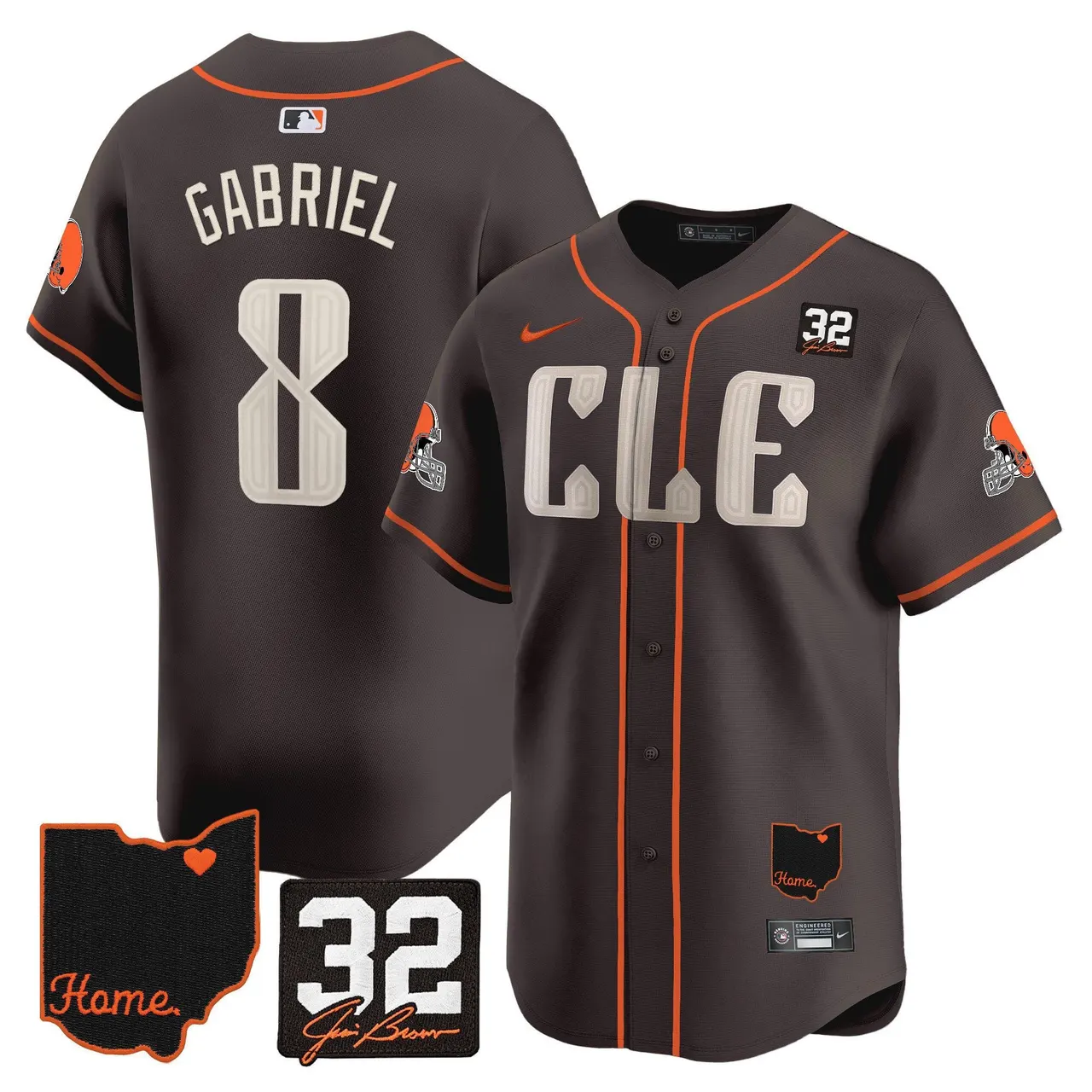 Sanders Cleveland Browns Nike Home Patch Jim Vapor Premier Limited Stitched Jersey - Anthracite - Image 9