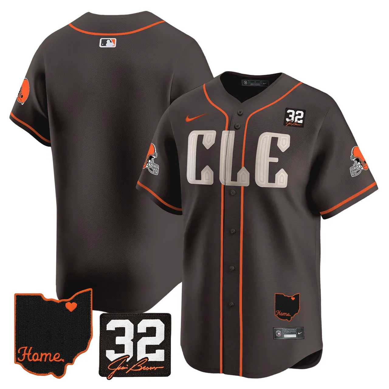 Sanders Cleveland Browns Nike Home Patch Jim Vapor Premier Limited Stitched Jersey - Anthracite - Image 10
