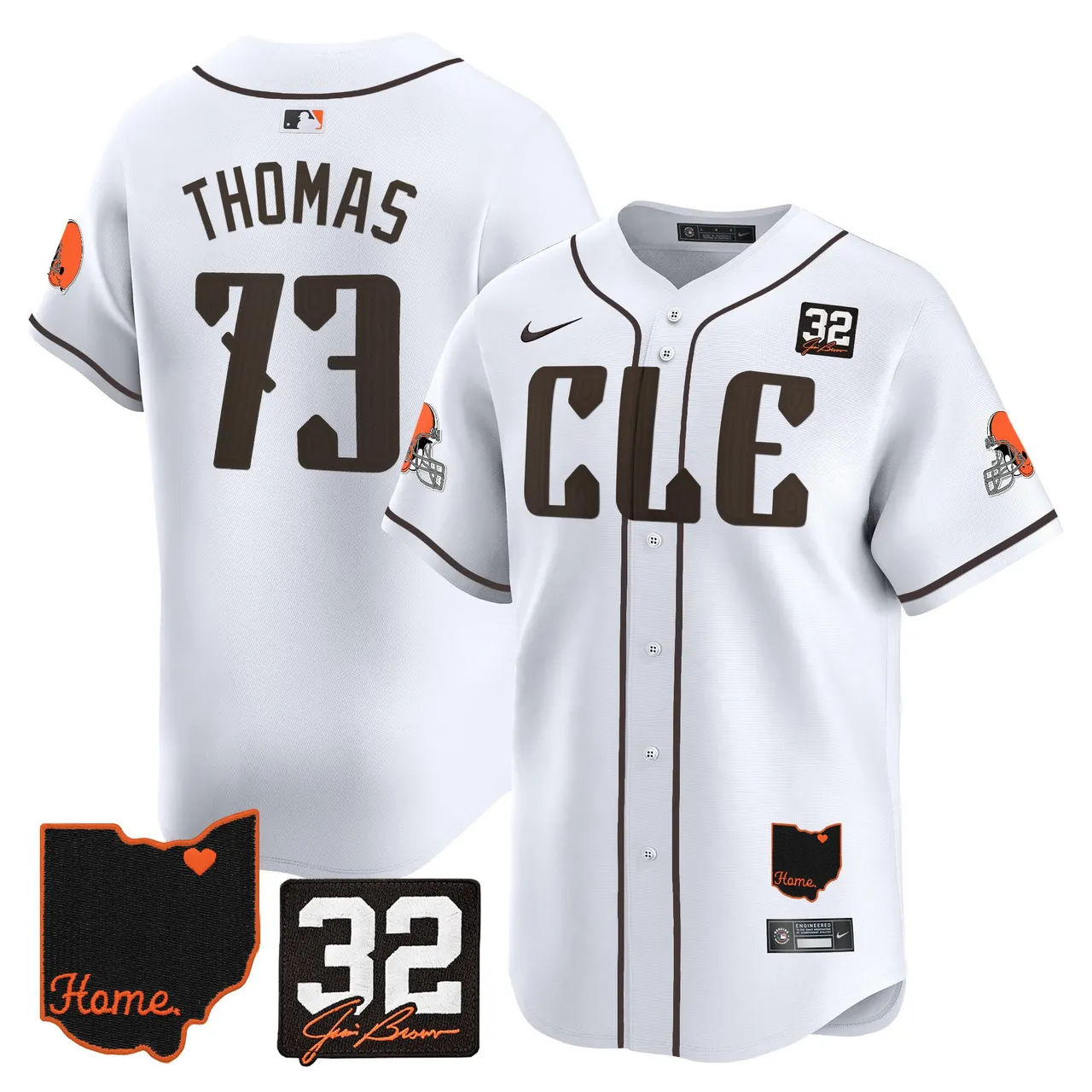 Sanders Cleveland Browns Nike Home Patch Jim Vapor Premier Limited Stitched Jersey - Anthracite - Image 14
