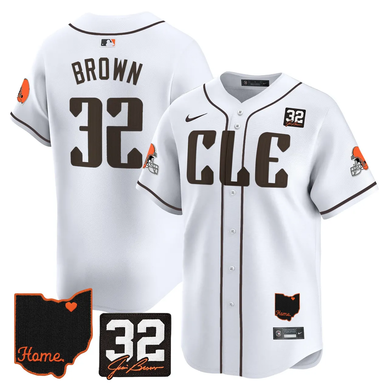 Sanders Cleveland Browns Nike Home Patch Jim Vapor Premier Limited Stitched Jersey - Anthracite - Image 15