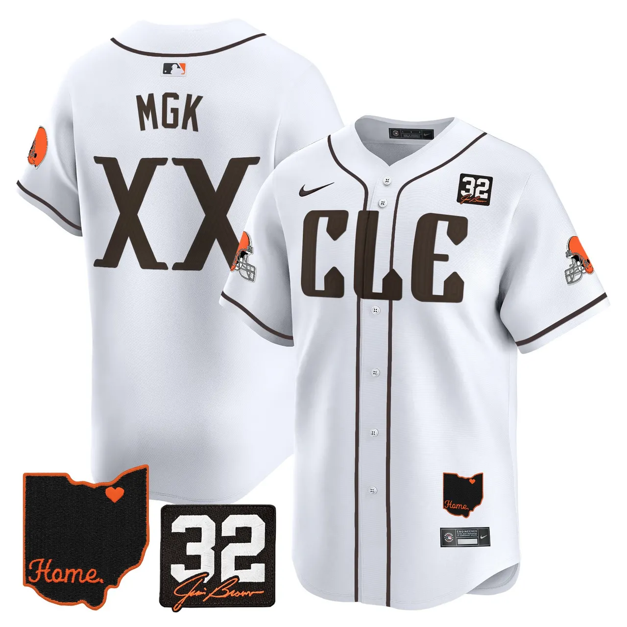 Sanders Cleveland Browns Nike Home Patch Jim Vapor Premier Limited Stitched Jersey - Anthracite - Image 18