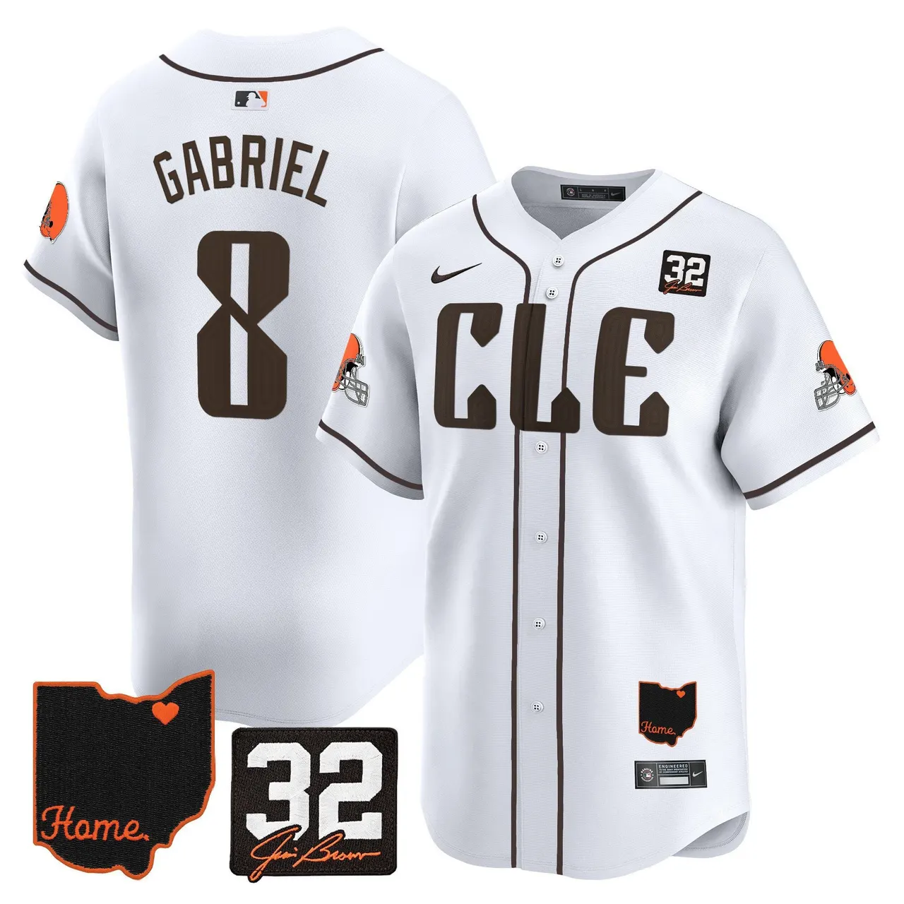 Sanders Cleveland Browns Nike Home Patch Jim Vapor Premier Limited Stitched Jersey - Anthracite - Image 19