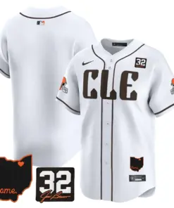 Sanders Cleveland Browns Nike Home Patch Jim Vapor Premier Limited Stitched Jersey - Anthracite - Image 20