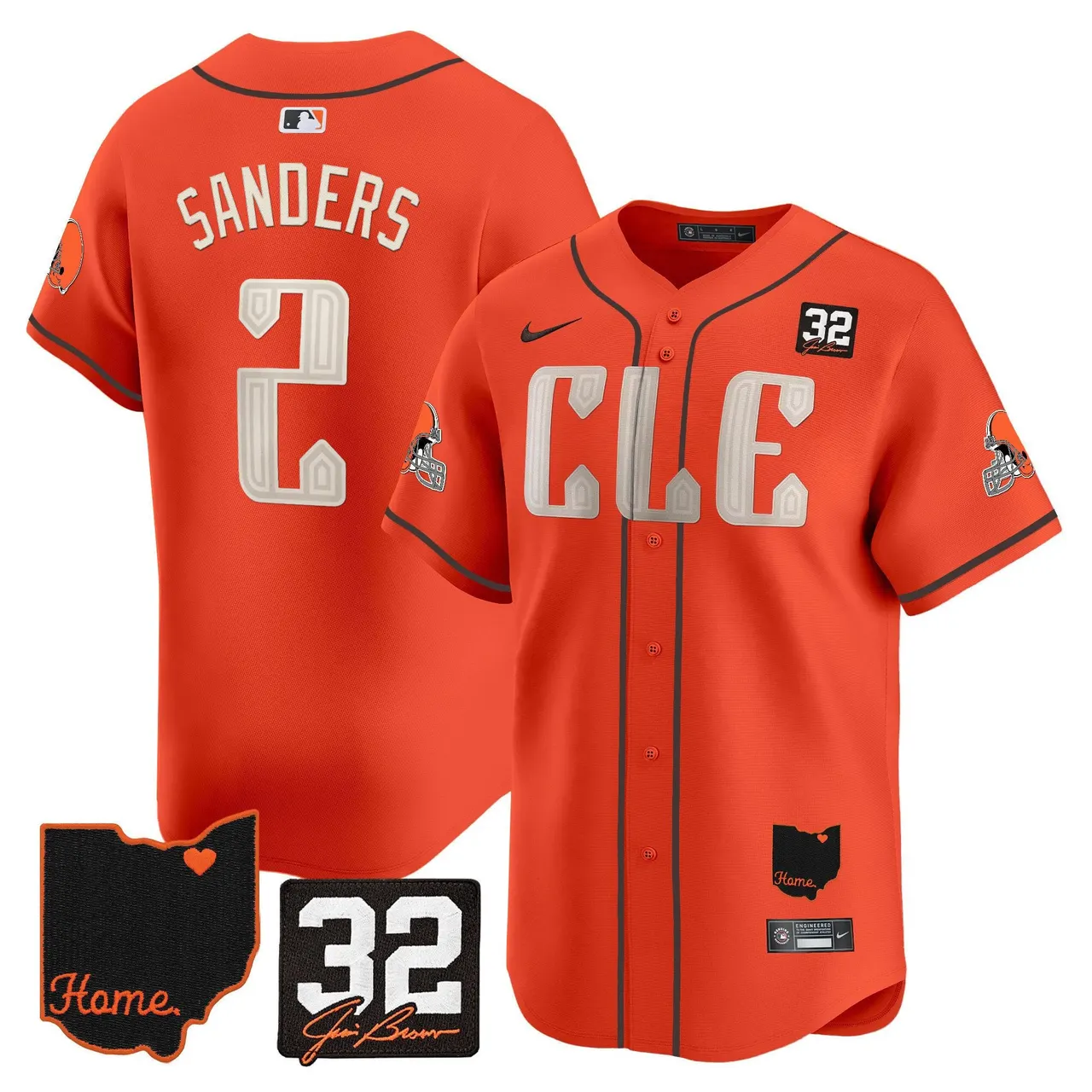 Sanders Cleveland Browns Nike Home Patch Jim Vapor Premier Limited Stitched Jersey - Anthracite - Image 21