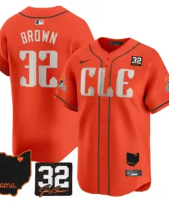 Sanders Cleveland Browns Nike Home Patch Jim Vapor Premier Limited Stitched Jersey - Anthracite - Image 25