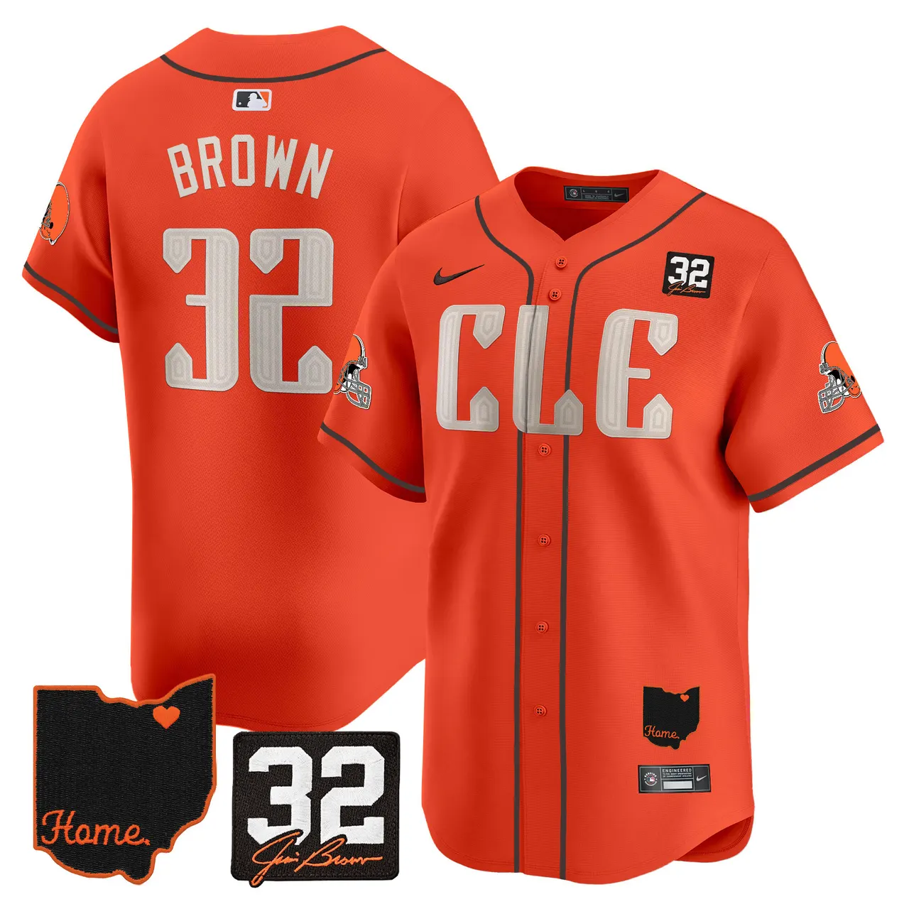 Sanders Cleveland Browns Nike Home Patch Jim Vapor Premier Limited Stitched Jersey - Anthracite - Image 25