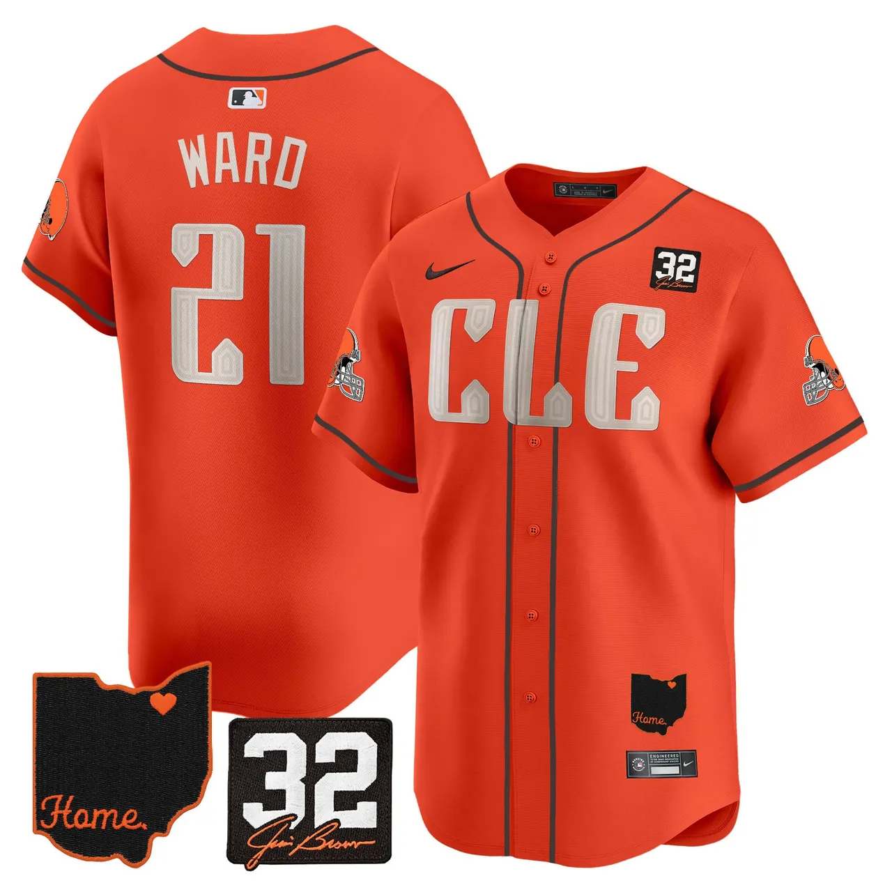 Sanders Cleveland Browns Nike Home Patch Jim Vapor Premier Limited Stitched Jersey - Anthracite - Image 27