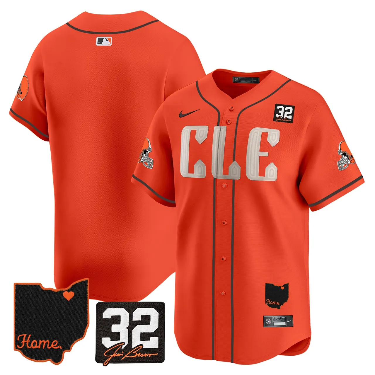 Sanders Cleveland Browns Nike Home Patch Jim Vapor Premier Limited Stitched Jersey - Anthracite - Image 30
