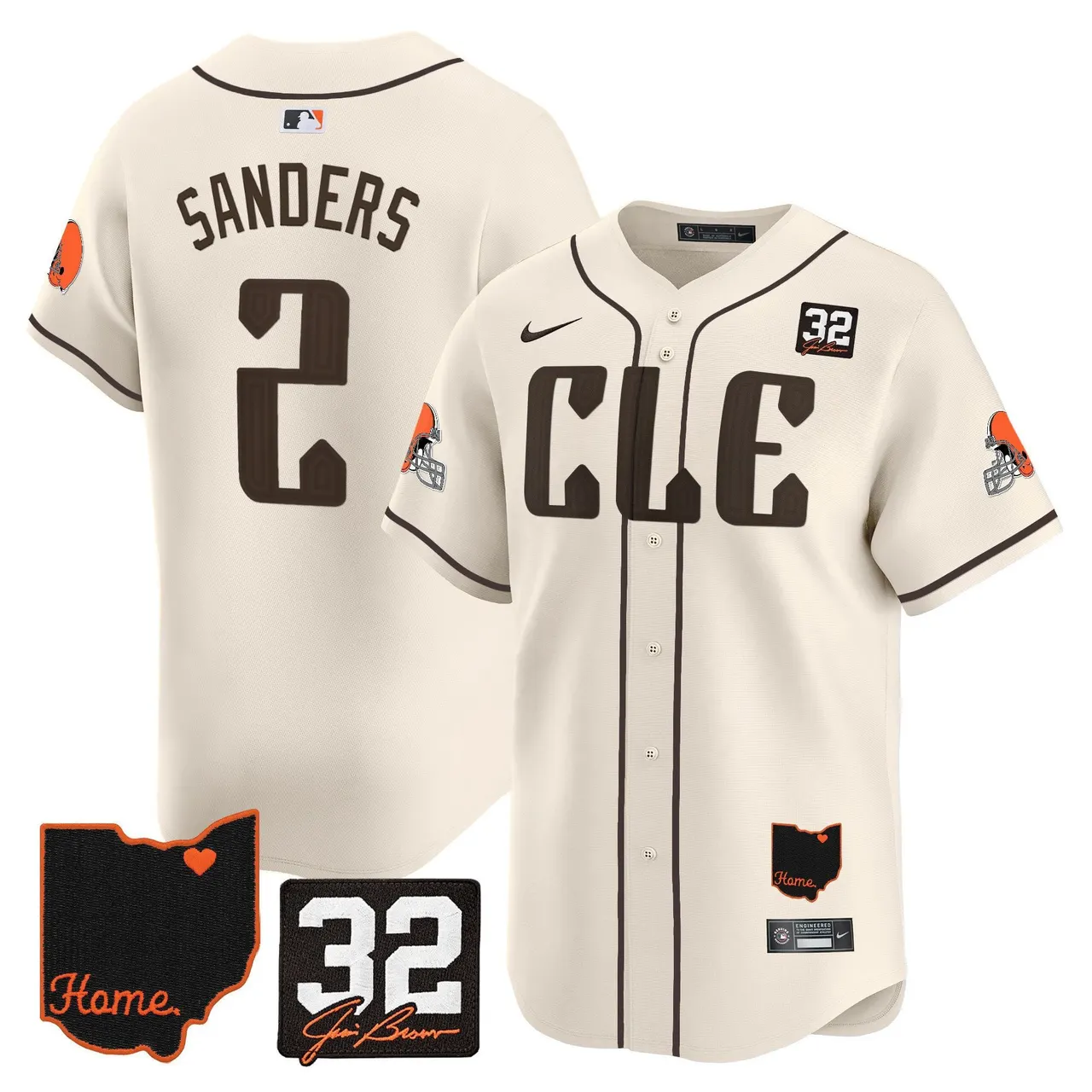 Sanders Cleveland Browns Nike Home Patch Jim Vapor Premier Limited Stitched Jersey - Anthracite - Image 31