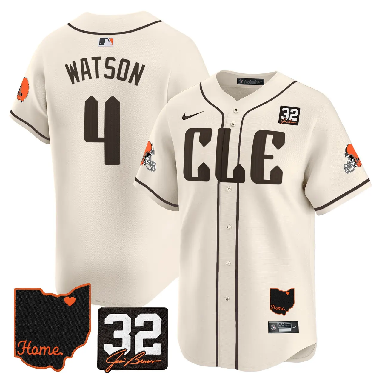 Sanders Cleveland Browns Nike Home Patch Jim Vapor Premier Limited Stitched Jersey - Anthracite - Image 33
