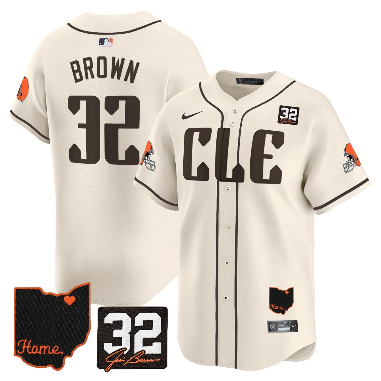 Sanders Cleveland Browns Nike Home Patch Jim Vapor Premier Limited Stitched Jersey - Anthracite - Image 35