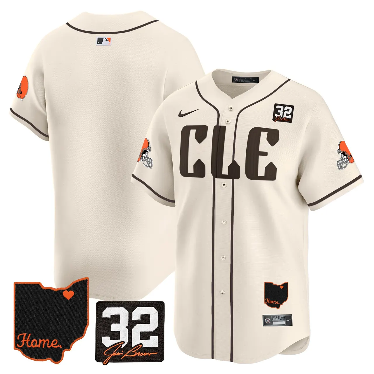 Sanders Cleveland Browns Nike Home Patch Jim Vapor Premier Limited Stitched Jersey - Anthracite - Image 40