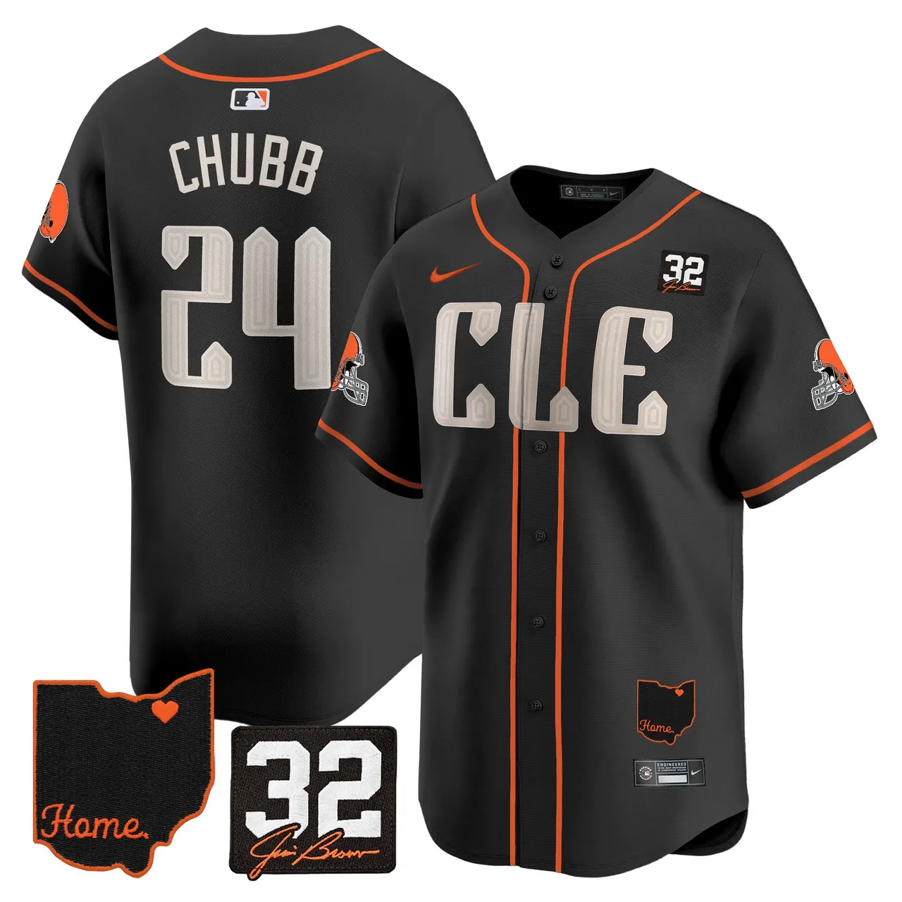 Sanders Cleveland Browns Nike Home Patch Jim Vapor Premier Limited Stitched Jersey - Anthracite - Image 42