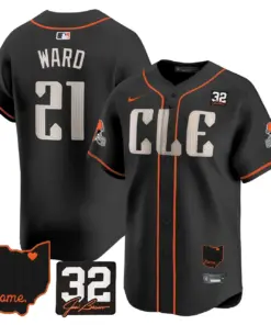 Sanders Cleveland Browns Nike Home Patch Jim Vapor Premier Limited Stitched Jersey - Anthracite - Image 47