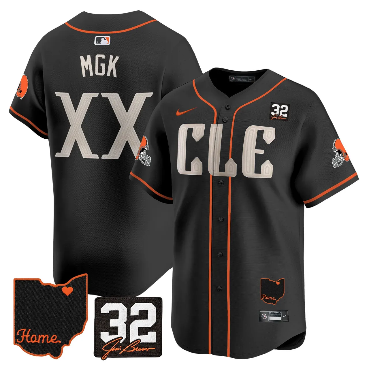 Sanders Cleveland Browns Nike Home Patch Jim Vapor Premier Limited Stitched Jersey - Anthracite - Image 48