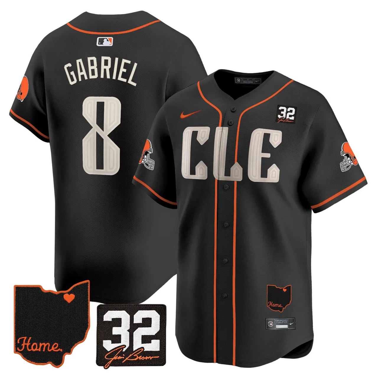 Sanders Cleveland Browns Nike Home Patch Jim Vapor Premier Limited Stitched Jersey - Anthracite - Image 49
