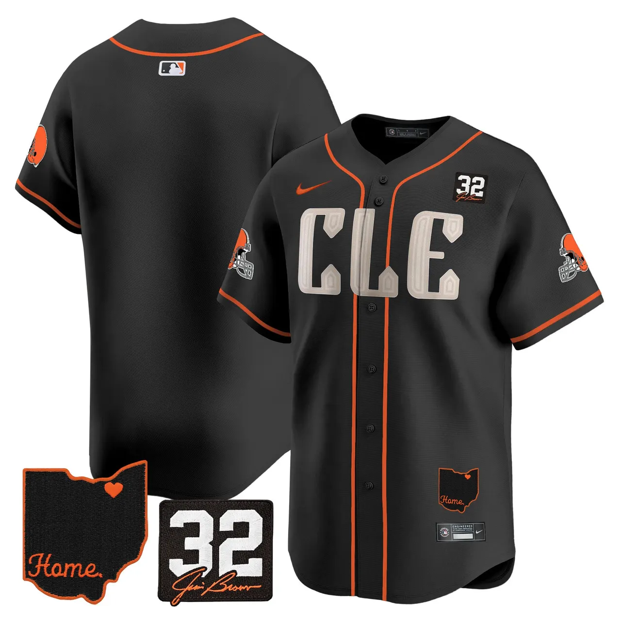 Sanders Cleveland Browns Nike Home Patch Jim Vapor Premier Limited Stitched Jersey - Anthracite - Image 50