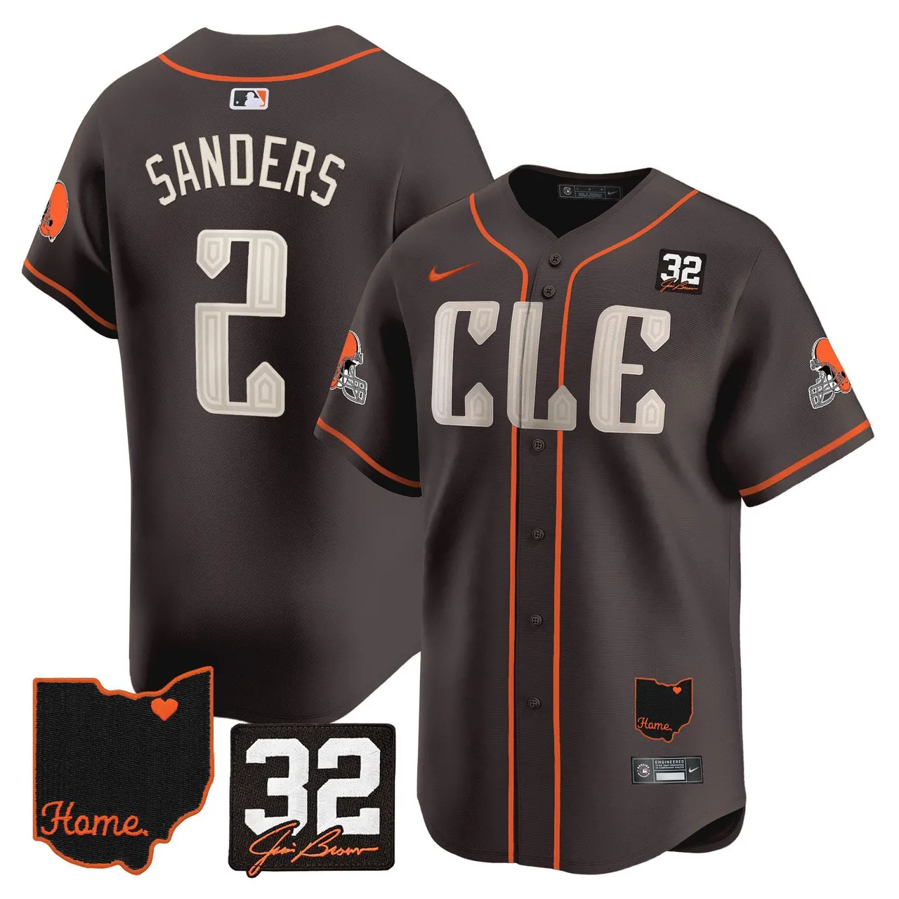 Sanders Cleveland Browns Nike Home Patch Jim Vapor Premier Limited Stitched Jersey - Anthracite