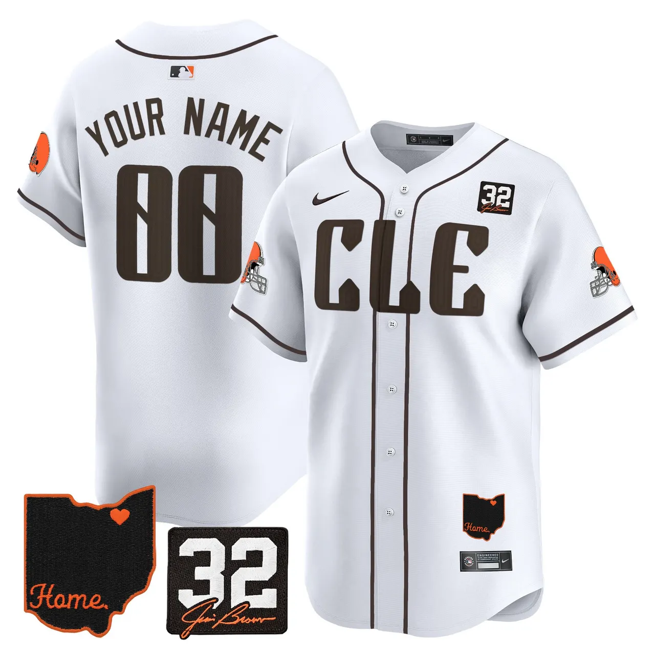 Cleveland Browns Nike Home Patch Jim Vapor Premier Custom Limited Stitched Jersey - Anthracite - Image 2