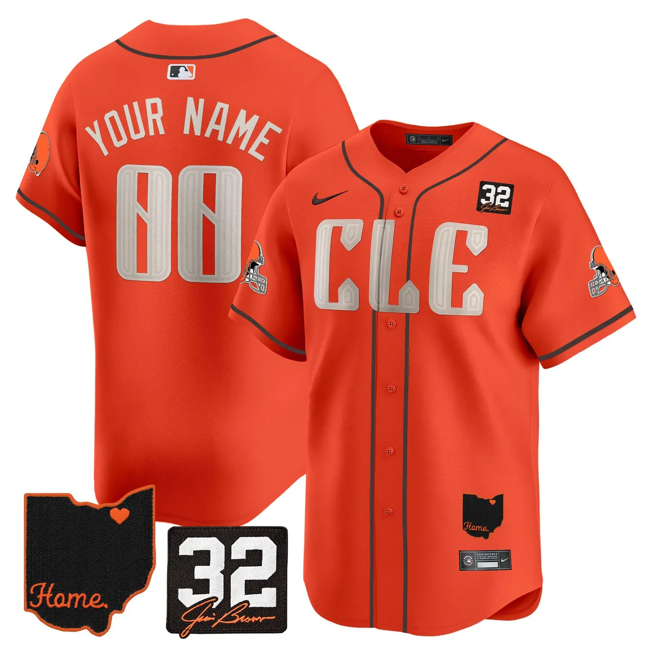 Cleveland Browns Nike Home Patch Jim Vapor Premier Custom Limited Stitched Jersey - Anthracite - Image 3