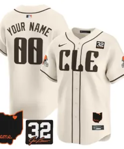 Cleveland Browns Nike Home Patch Jim Vapor Premier Custom Limited Stitched Jersey - Anthracite - Image 4