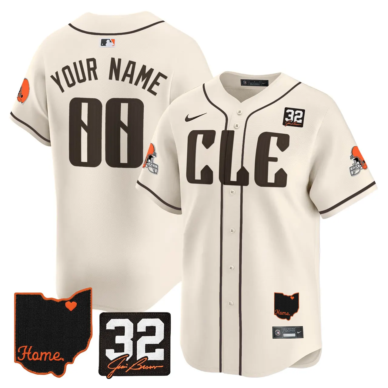Cleveland Browns Nike Home Patch Jim Vapor Premier Custom Limited Stitched Jersey - Anthracite - Image 4
