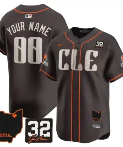 Cleveland Browns Nike Home Patch Jim Vapor Premier Custom Limited Stitched Jersey - Anthracite