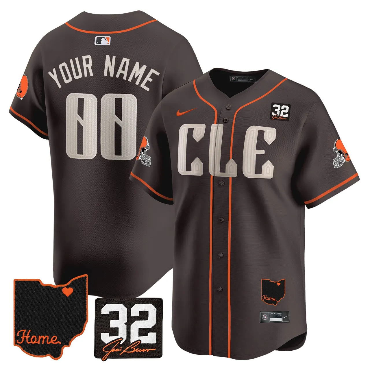 Cleveland Browns Nike Home Patch Jim Vapor Premier Custom Limited Stitched Jersey - Anthracite