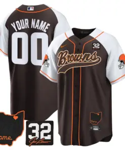 Cleveland Browns Nike Home Patch Jim Custom Stitched Jersey - Brown
