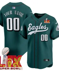 Philadelphia Eagles Nike Super Bowl LIX Vapor Custom Stitched Jersey - Dark Green