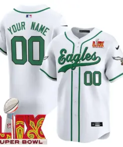 Alternative view of Philadelphia Eagles Nike Super Bowl LIX Patch Vapor Custom Stitched Jersey - Kelly Green