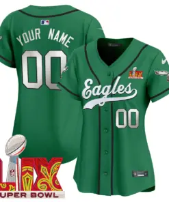 Philadelphia Eagles Nike Super Bowl LIX Patch Vapor Custom Stitched Jersey - Kelly Green - Image 6