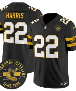 Pittsburgh Steelers Nike Throwback 1933 Patch Vapor Limited Stitched Jersey - Black - Image 4