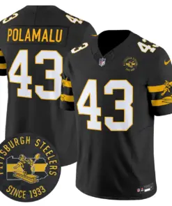 Pittsburgh Steelers Nike Throwback 1933 Patch Vapor Limited Stitched Jersey - Black - Image 5