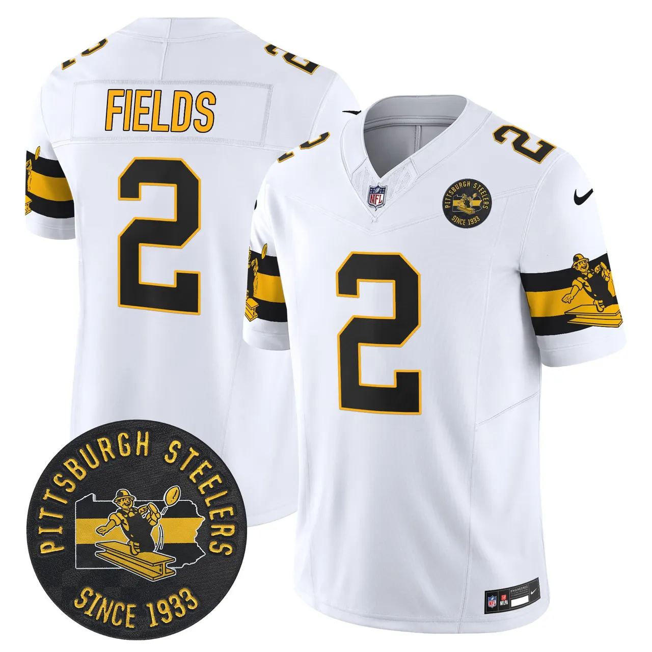 Pittsburgh Steelers Nike Throwback 1933 Patch Vapor Limited Stitched Jersey - Black - Image 11