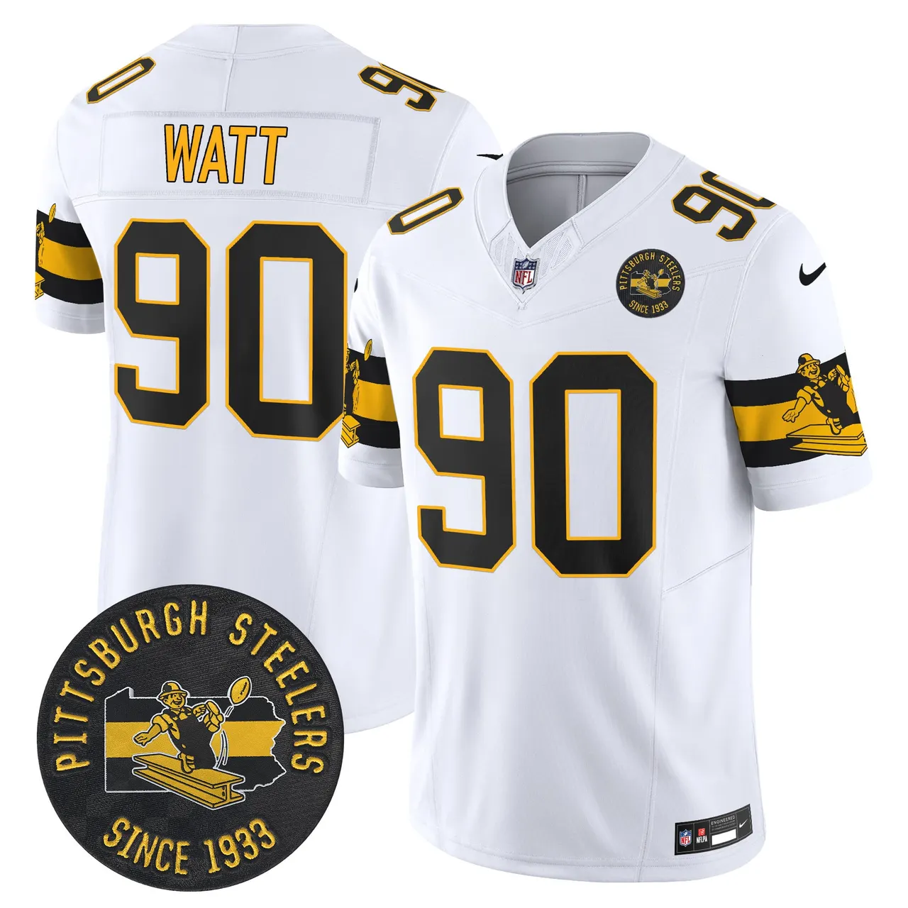 Pittsburgh Steelers Nike Throwback 1933 Patch Vapor Limited Stitched Jersey - Black - Image 12