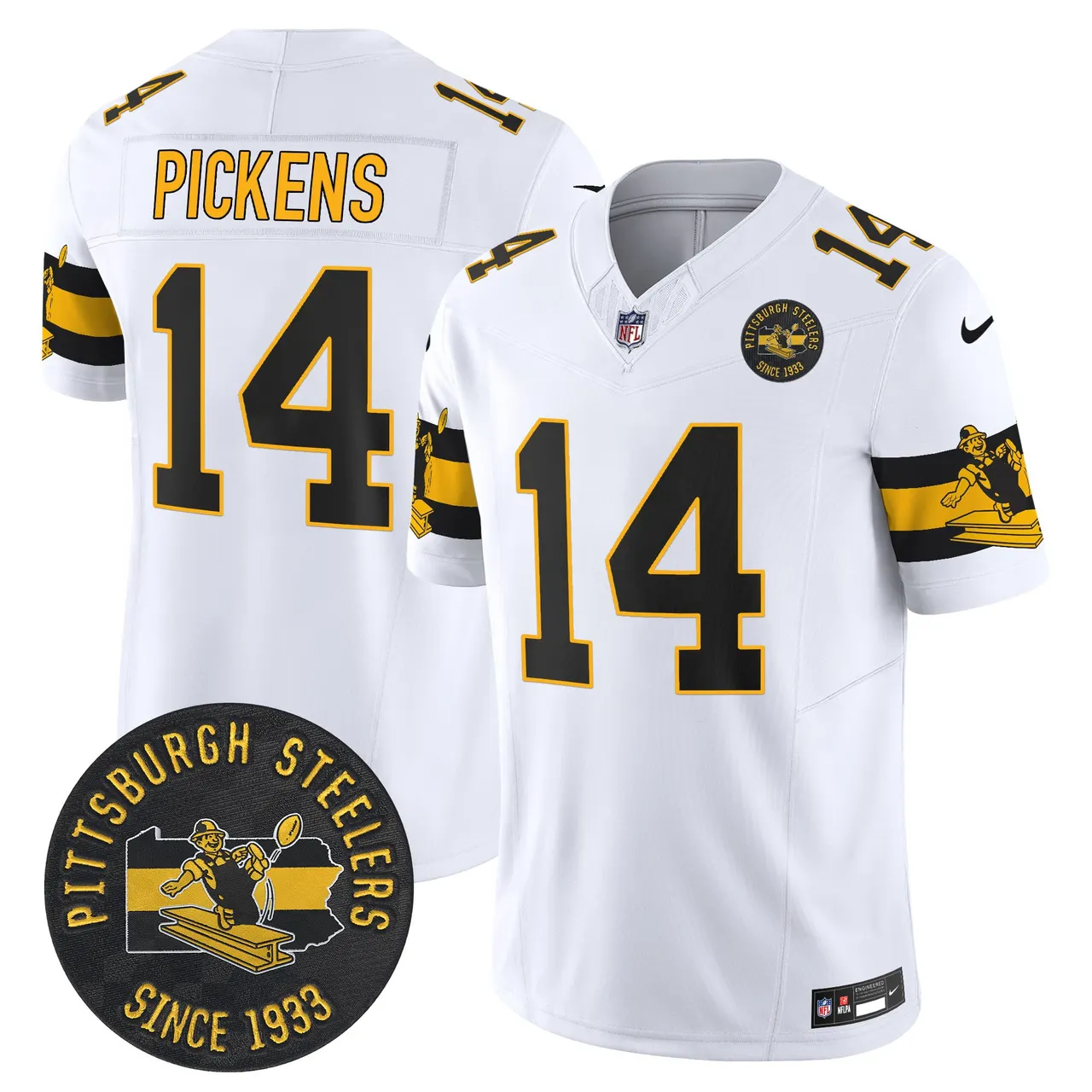 Pittsburgh Steelers Nike Throwback 1933 Patch Vapor Limited Stitched Jersey - Black - Image 13