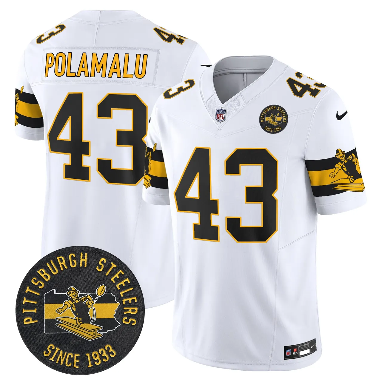 Pittsburgh Steelers Nike Throwback 1933 Patch Vapor Limited Stitched Jersey - Black - Image 15