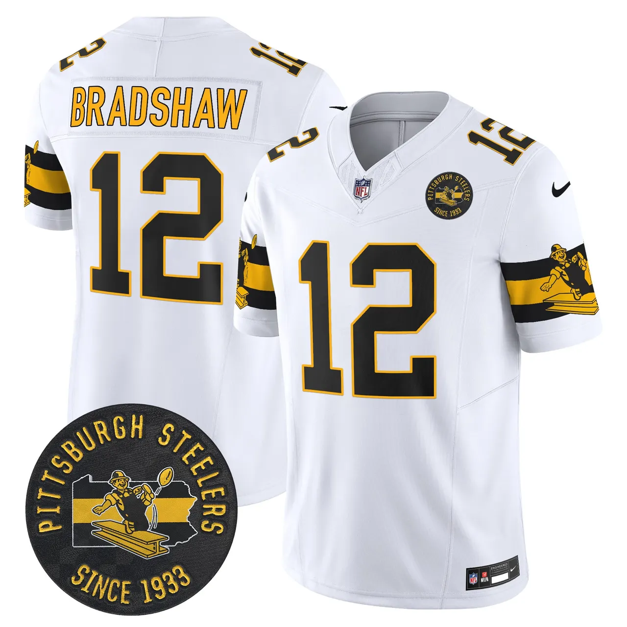 Pittsburgh Steelers Nike Throwback 1933 Patch Vapor Limited Stitched Jersey - Black - Image 16