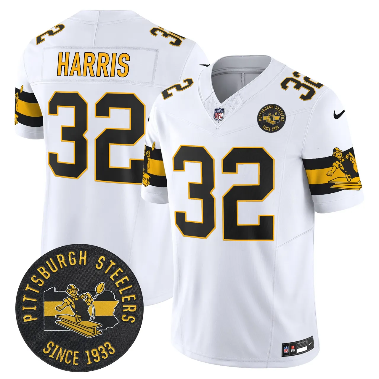 Pittsburgh Steelers Nike Throwback 1933 Patch Vapor Limited Stitched Jersey - Black - Image 17