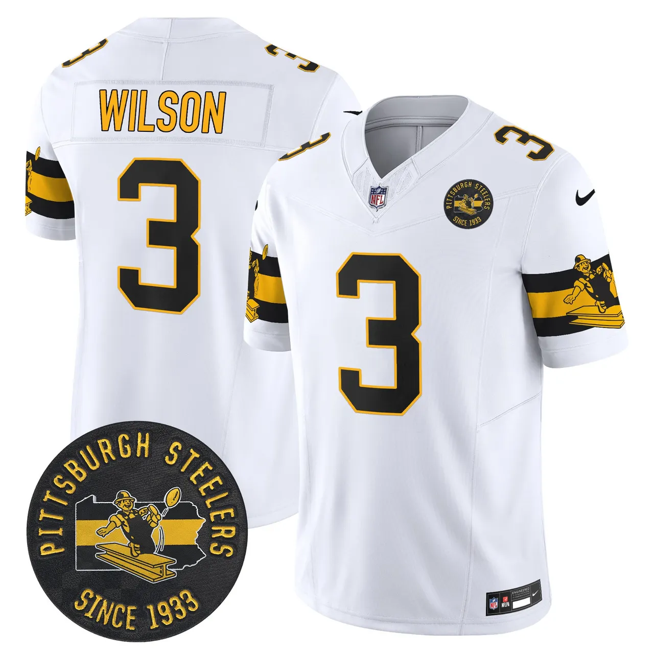 Pittsburgh Steelers Nike Throwback 1933 Patch Vapor Limited Stitched Jersey - Black - Image 19